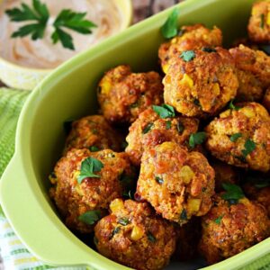Cheesy Chorizo Cornbread Balls