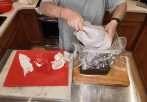 submerging turkey in brine